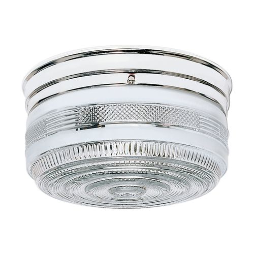 Main product image of 2 Light 10" Flush Mount Large Crystal / White Drum Polished Chrome Finish (Pack of 2)