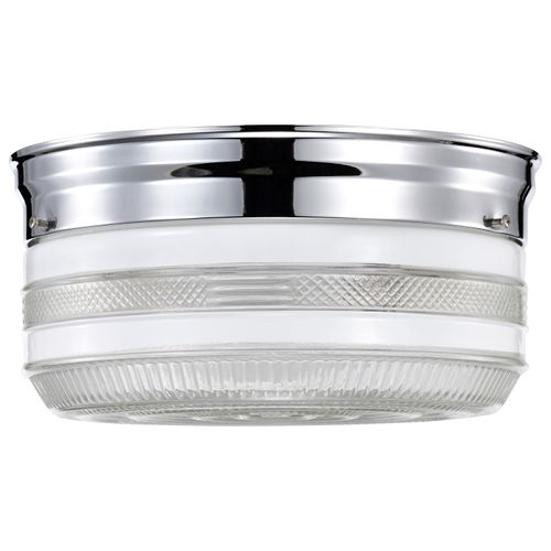 Main product image of 2 Light 10" Flush Mount Large Crystal / White Drum Polished Chrome Finish (Pack of 2)