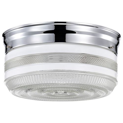Main product image of 2 Light 10" Flush Mount Large Crystal / White Drum Polished Chrome Finish (Pack of 2)