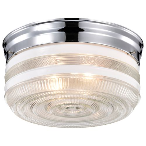 Main product image of 2 Light 10" Flush Mount Large Crystal / White Drum Polished Chrome Finish (Pack of 2)