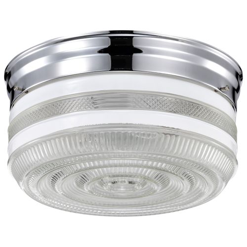 Main product image of 2 Light 10" Flush Mount Large Crystal / White Drum Polished Chrome Finish (Pack of 2)