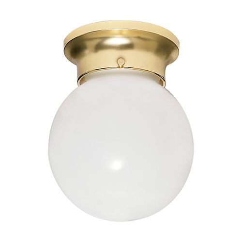 Main product image of 1 Light 6" Ceiling Fixture White Ball Polished Brass Finish