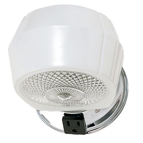 Main product image of 1 Light 5" Vanity w/ White Crystal Bottom Shade & Conv Outlet Polished Chrome Finish (Pack of 2)