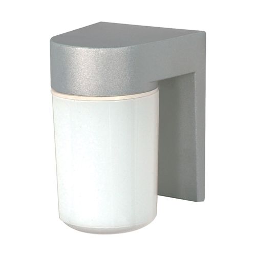 Main product image of 1 Light 8" Utility Wall Mount w/ White Glass Cylinder Satin Aluminum Finish (Pack of 3)