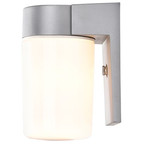 Main product image of 1 Light 8" Utility Wall Mount w/ White Glass Cylinder Satin Aluminum Finish (Pack of 3)
