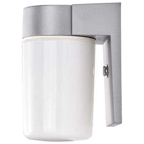 Main product image of 1 Light 8" Utility Wall Mount w/ White Glass Cylinder Satin Aluminum Finish (Pack of 3)