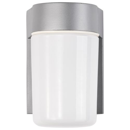 Main product image of 1 Light 8" Utility Wall Mount w/ White Glass Cylinder Satin Aluminum Finish (Pack of 3)