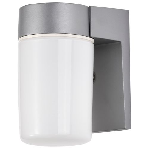 Main product image of 1 Light 8" Utility Wall Mount w/ White Glass Cylinder Satin Aluminum Finish (Pack of 3)