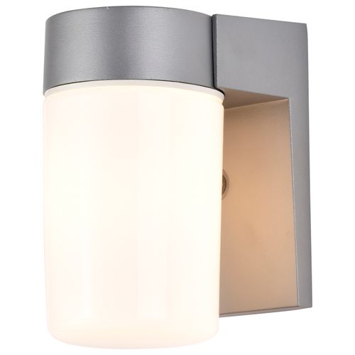 Main product image of 1 Light 8" Utility Wall Mount w/ White Glass Cylinder Satin Aluminum Finish (Pack of 3)