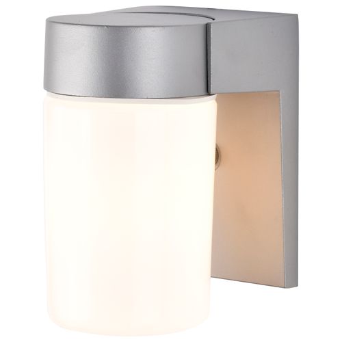 Main product image of 1 Light 8" Utility Wall Mount w/ White Glass Cylinder Satin Aluminum Finish (Pack of 3)