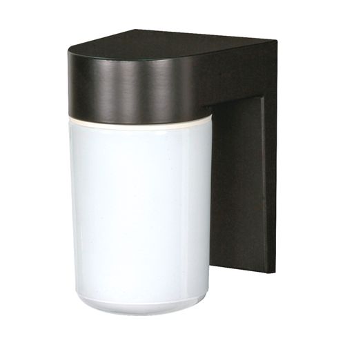 Main product image of 1 Light 8" Utility Wall Mount w/ White Glass Cylinder Black Finish