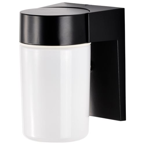 Main product image of 1 Light 8" Utility Wall Mount w/ White Glass Cylinder Black Finish