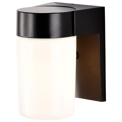 Main product image of 1 Light 8" Utility Wall Mount w/ White Glass Cylinder Black Finish