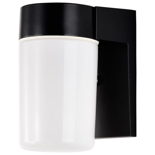 Main product image of 1 Light 8" Utility Wall Mount w/ White Glass Cylinder Black Finish