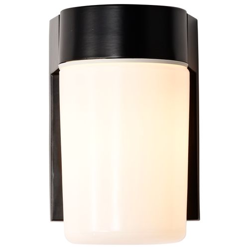 Main product image of 1 Light 8" Utility Wall Mount w/ White Glass Cylinder Black Finish