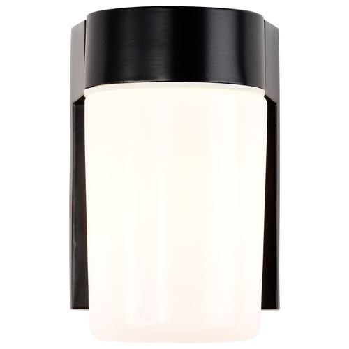 Main product image of 1 Light 8" Utility Wall Mount w/ White Glass Cylinder Black Finish