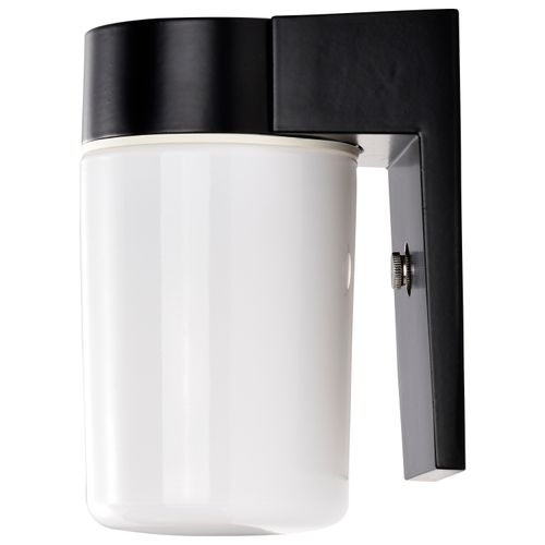 Main product image of 1 Light 8" Utility Wall Mount w/ White Glass Cylinder Black Finish