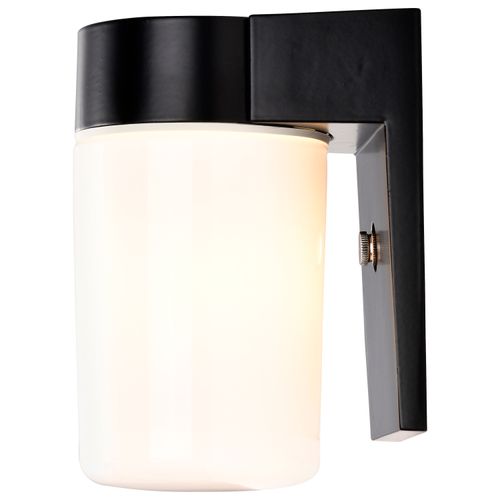 Main product image of 1 Light 8" Utility Wall Mount w/ White Glass Cylinder Black Finish