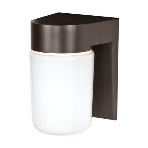 Main product image of 1 Light 8" Utility Wall Mount w/ White Glass Cylinder Bronzotic Finish