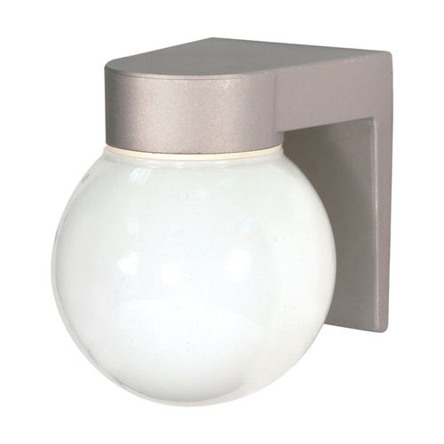 Main product image of 1 Light 8" Utility Wall Mount w/ White Glass Globe Satin Aluminum Finish