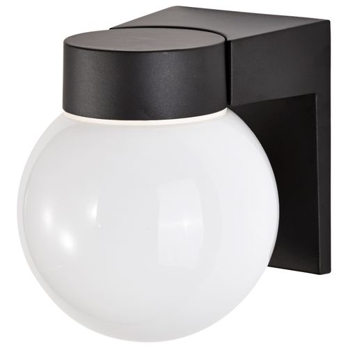 Main product image of 1 Light 8" Utility Wall Mount w/ White Glass Globe Black Finish