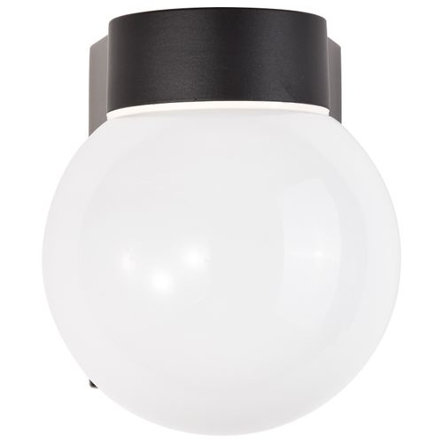 Main product image of 1 Light 8" Utility Wall Mount w/ White Glass Globe Black Finish