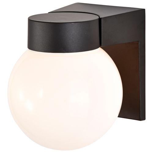 Main product image of 1 Light 8" Utility Wall Mount w/ White Glass Globe Black Finish