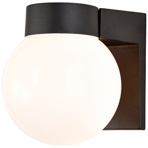 Main product image of 1 Light 8" Utility Wall Mount w/ White Glass Globe Black Finish