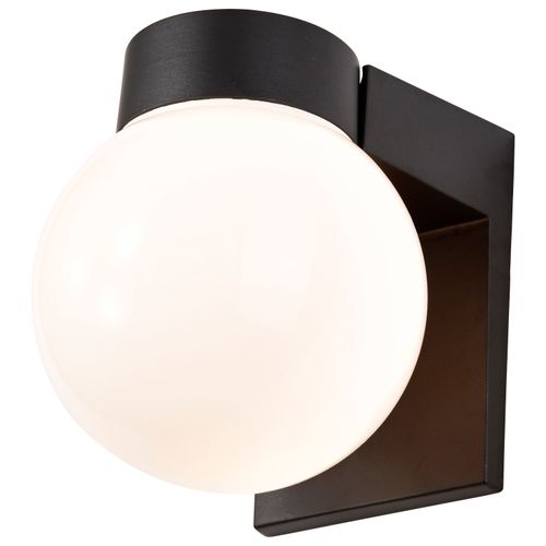 Main product image of 1 Light 8" Utility Wall Mount w/ White Glass Globe Black Finish