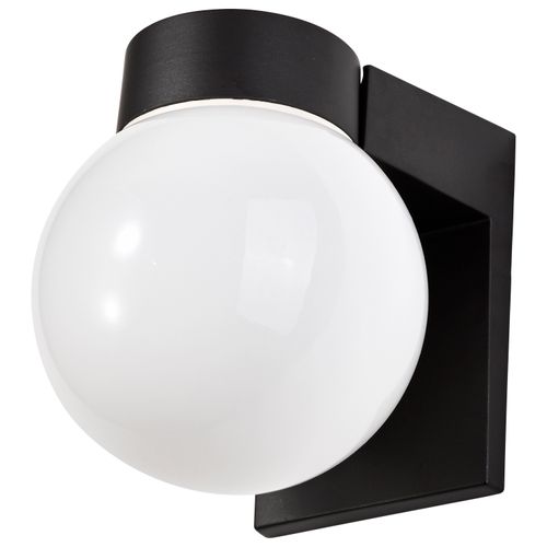 Main product image of 1 Light 8" Utility Wall Mount w/ White Glass Globe Black Finish