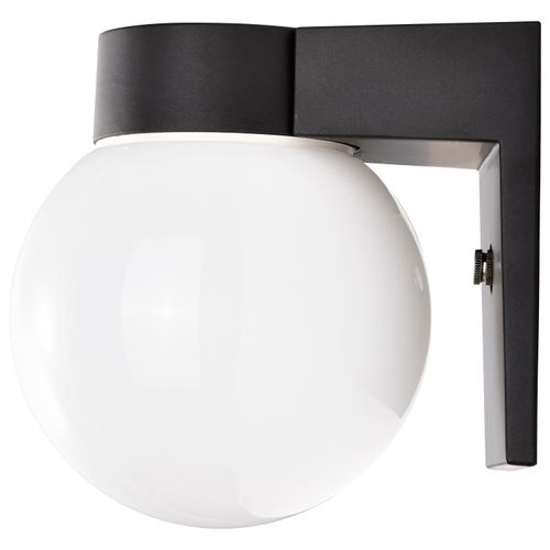 Main product image of 1 Light 8" Utility Wall Mount w/ White Glass Globe Black Finish