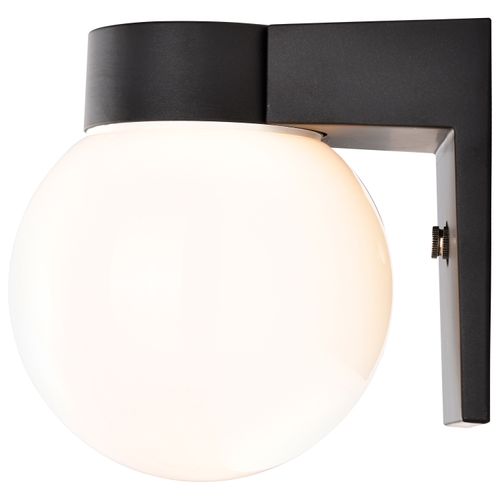 Main product image of 1 Light 8" Utility Wall Mount w/ White Glass Globe Black Finish
