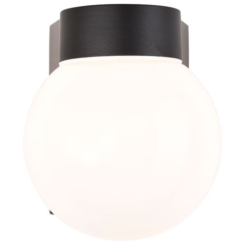 Main product image of 1 Light 8" Utility Wall Mount w/ White Glass Globe Black Finish