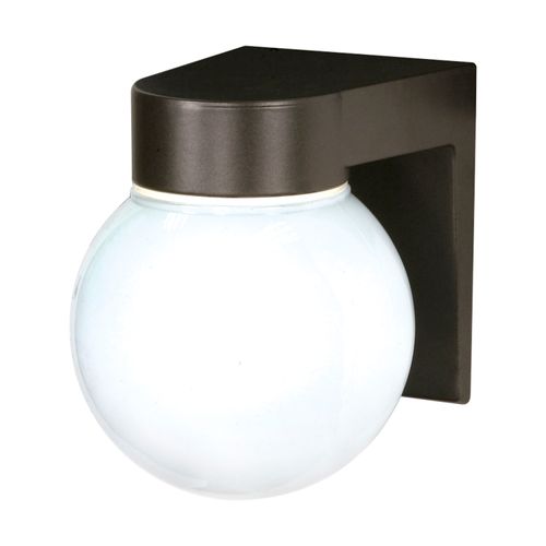 Main product image of 1 Light 8" Utility Wall Mount w/ White Glass Globe Bronzotic Finish