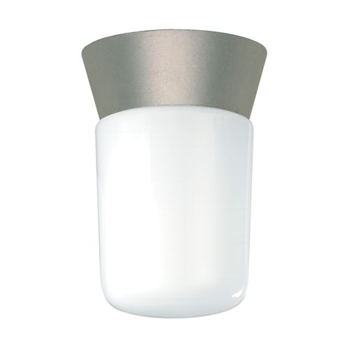 Main product image of 1 Light 8" Utility Ceiling Mount w/ White Glass Cylinder Satin Aluminum Finish