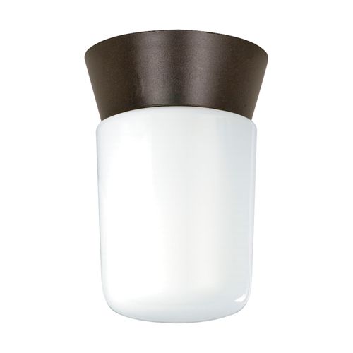Main product image of 1 Light 8" Utility Ceiling Mount w/ White Glass Cylinder Bronzotic Finish