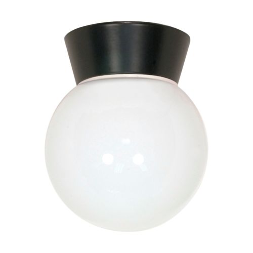 Main product image of 1 Light 8" Utility Ceiling Mount w/ White Glass Globe Black Finish