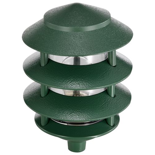 Main product image of Pagoda Garden Fixture Small Hood 1 light 3 Tier Green Finish