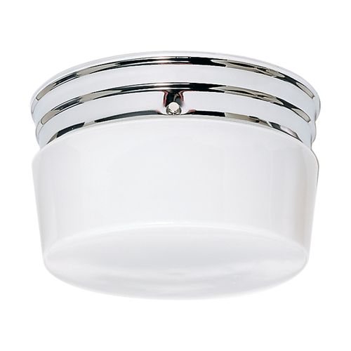 Main product image of 2 Light 8" Flush Mount Medium White Drum Polished Chrome Finish (Pack of 2)