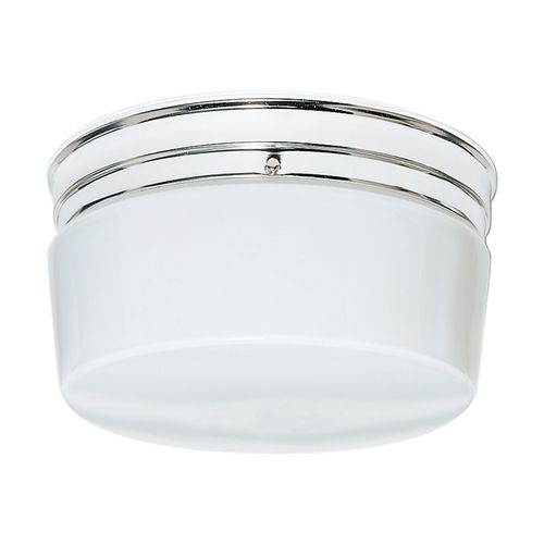 Main product image of 2 Light 10" Flush Mount Large White Drum Polished Chrome Finish