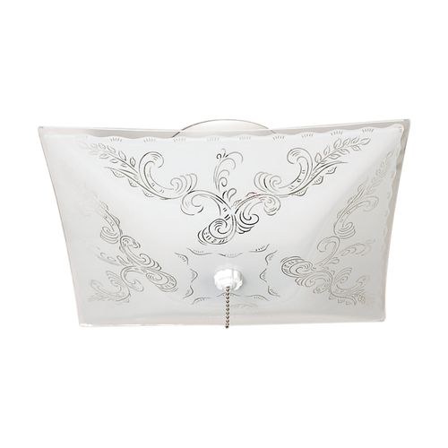 Main product image of 2 Light 12" Ceiling Fixture Square Floral / w/ Pull Chain White Finish