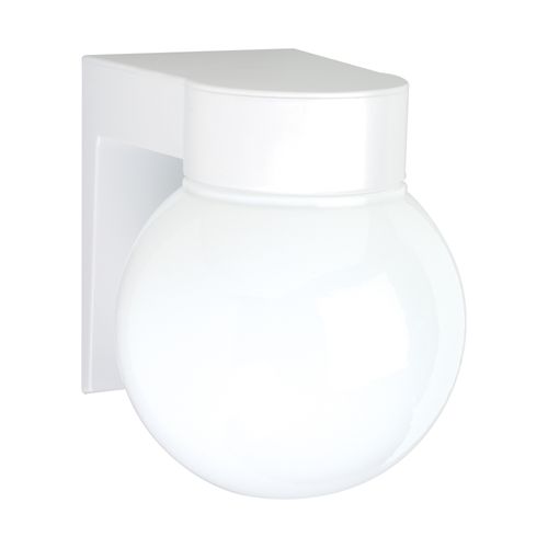 Main product image of 1 Light 8" Utility Wall Mount w/ White Glass Globe White Finish