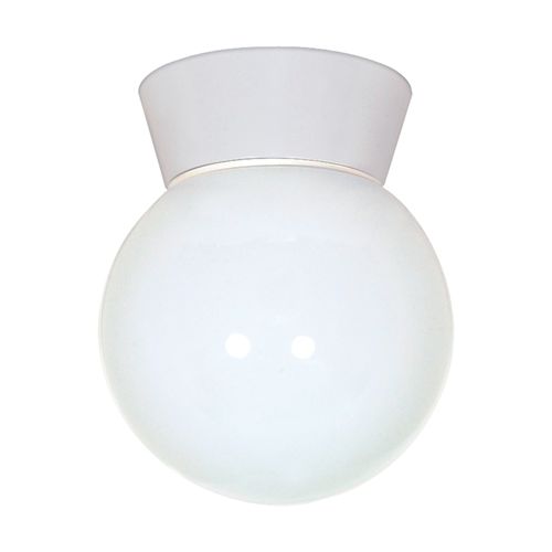 Main product image of 1 Light 8" Utility Ceiling Mount w/ White Glass Globe White Finish
