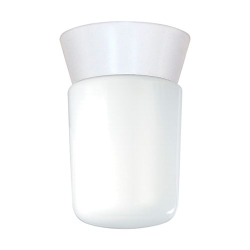 Main product image of 1 Light 8" Utility Ceiling Mount w/ White Glass Cylinder White Finish