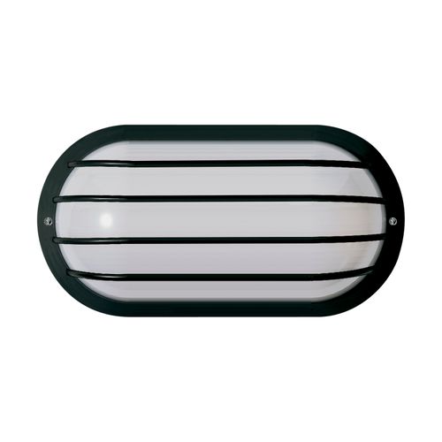 Main product image of 1 Light 10" Oval Cage Wall Fixture Polysynthetic Body & Lens Black Finish