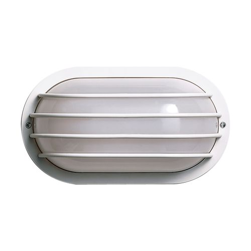 Main product image of 1 Light 10" Oval Cage Wall Fixture Polysynthetic Body & Lens White Finish