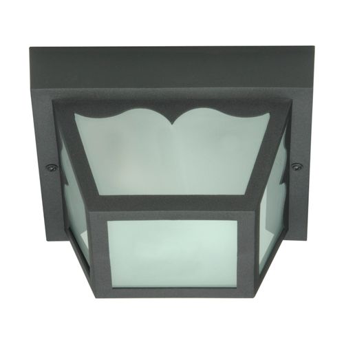 Main product image of 1 Light 8" Carport Flush Mount w/ Frosted Acrylic Panels Black Finish