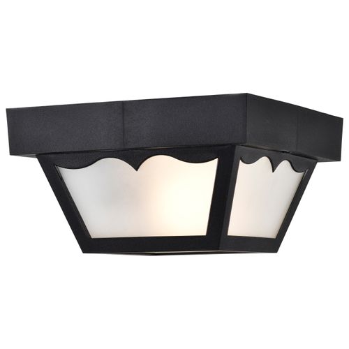 Main product image of 1 Light 8" Carport Flush Mount w/ Frosted Acrylic Panels Black Finish
