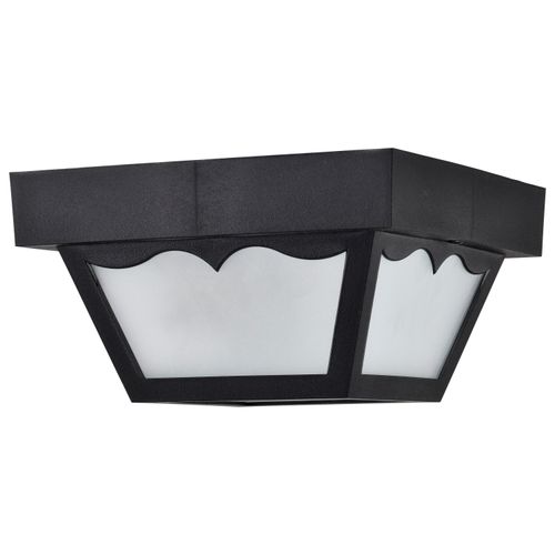Main product image of 1 Light 8" Carport Flush Mount w/ Frosted Acrylic Panels Black Finish