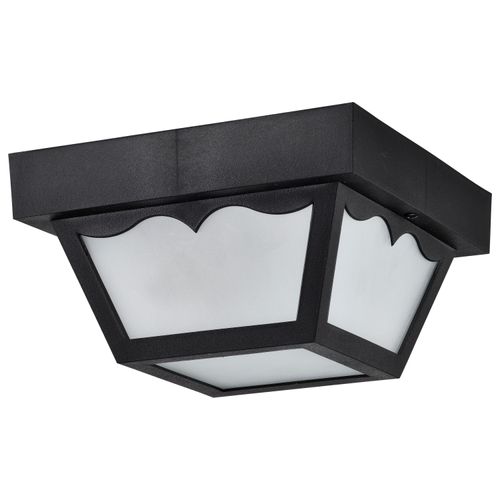 Main product image of 1 Light 8" Carport Flush Mount w/ Frosted Acrylic Panels Black Finish